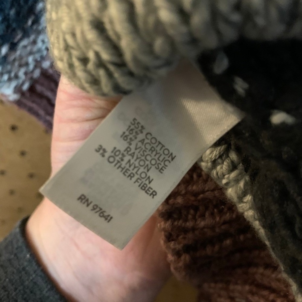 Pure Jill Striped Knit Sweater Pink Blue Gray Brown Oversized Medium Boho Mature - Picture 5 of 5